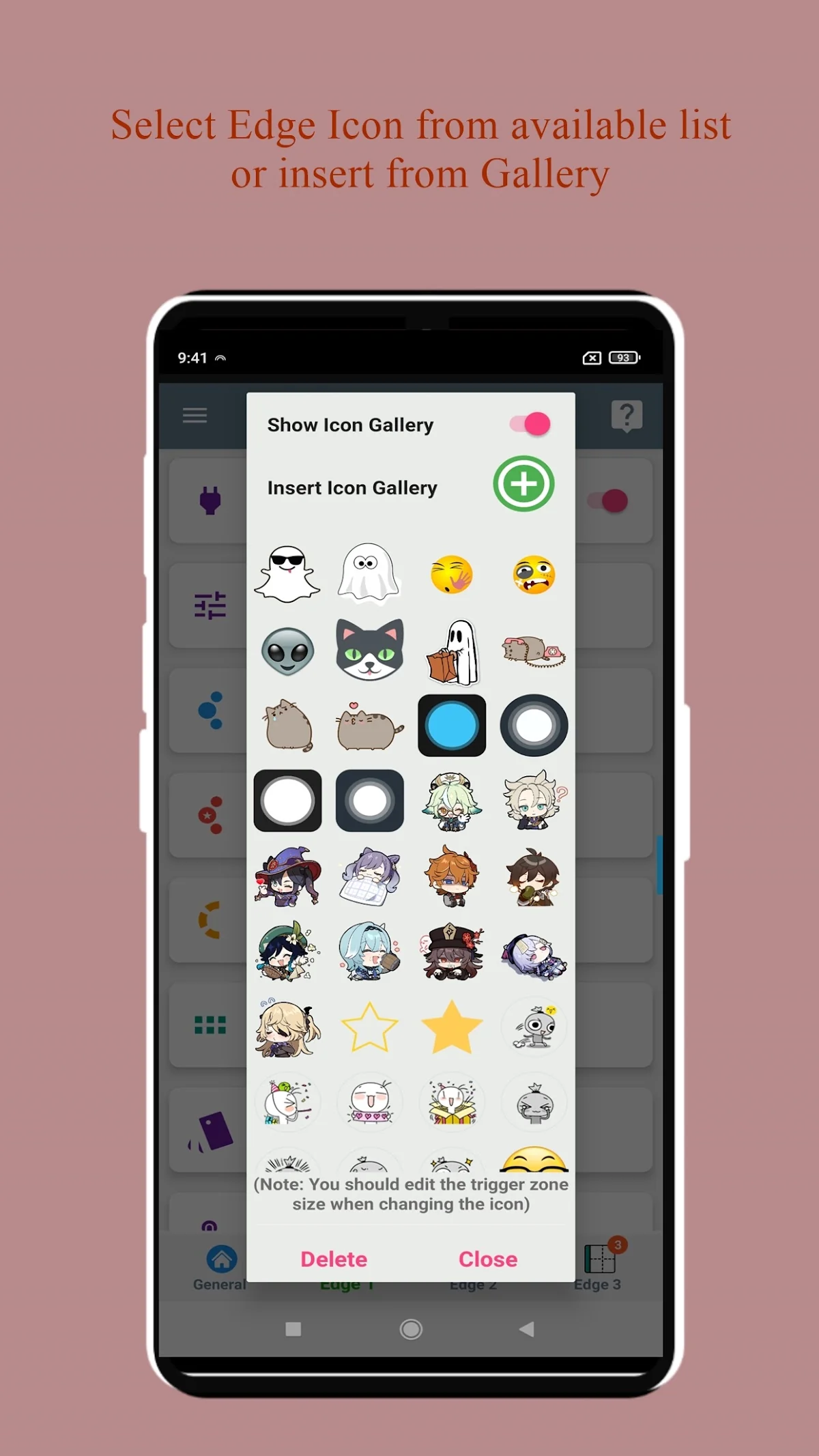 Edge Screen Assistive Touch controls shown in its official Google Play screenshot