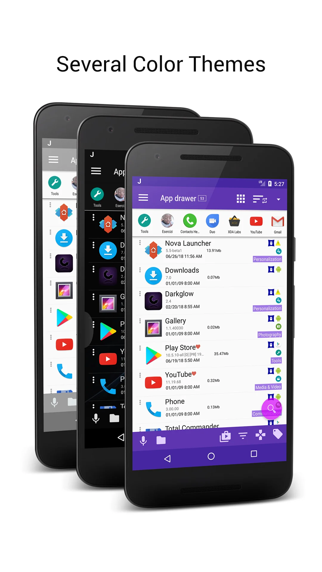 JINA Drawer app organizer and sidebar shown in its official Google Play screenshot